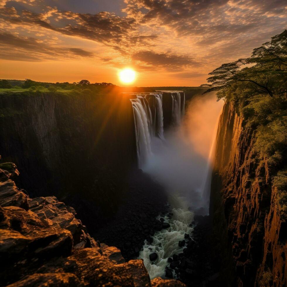 un asombroso Disparo de el majestuoso cascada foto