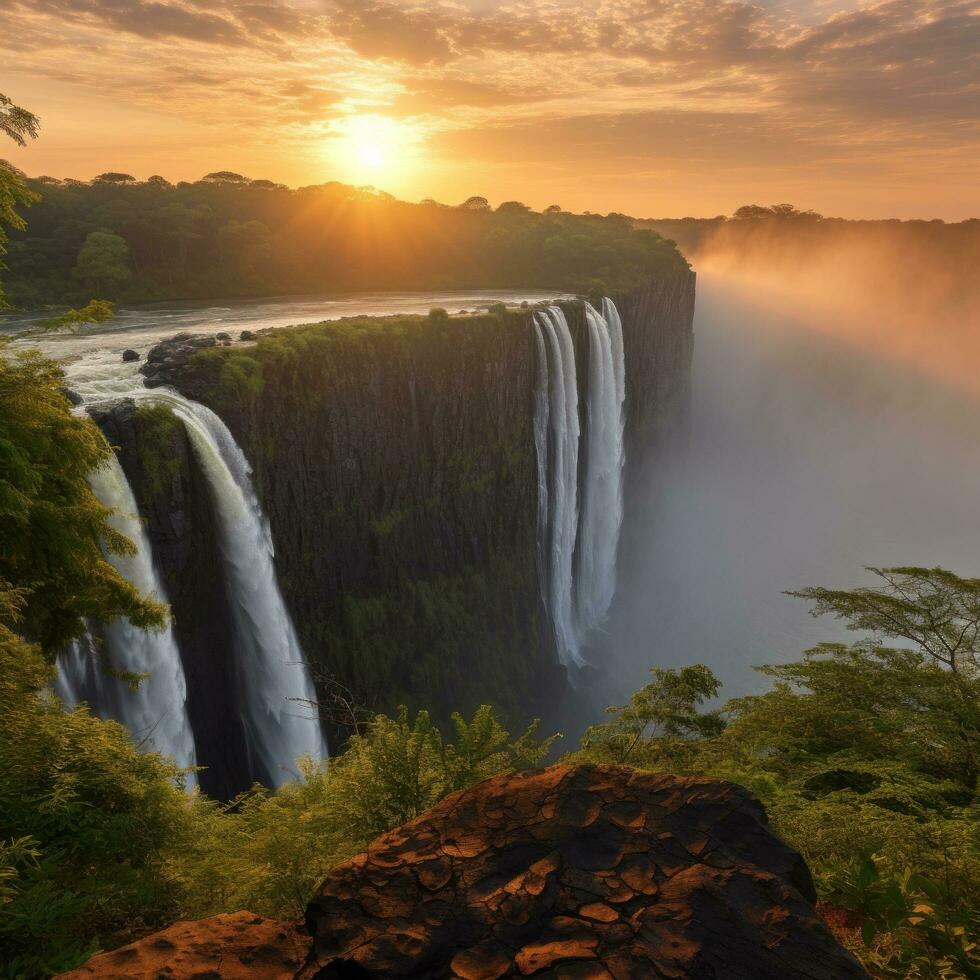 A breathtaking shot of the majestic waterfall photo