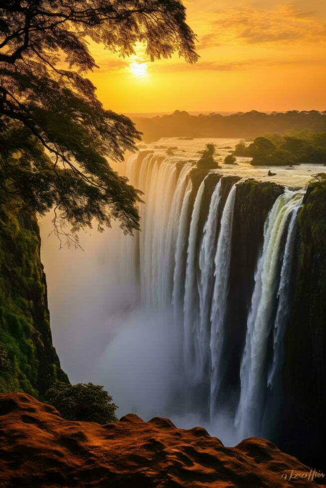 A breathtaking shot of the majestic waterfall photo