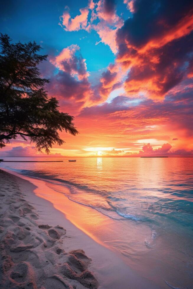 The top shock photo of a travel destination theme captures the stunning sunset over the white sand beaches