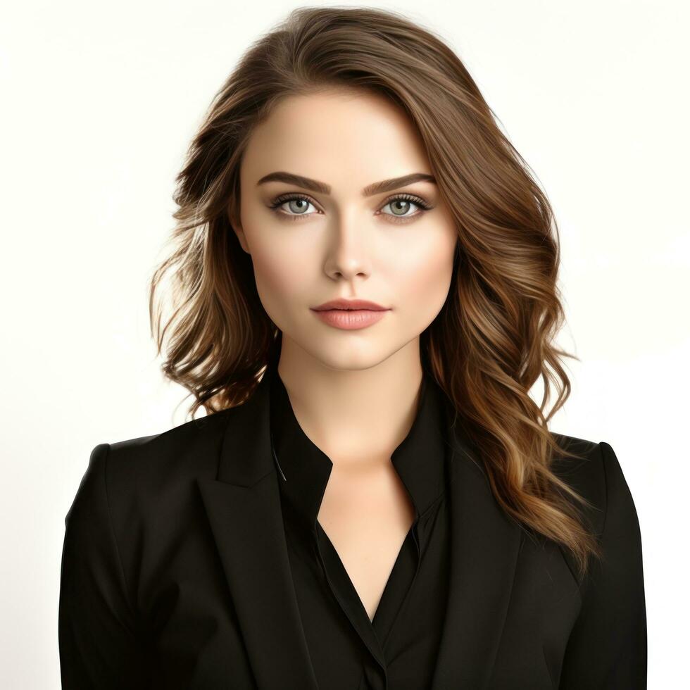 buautiful business woman in black wear isolated photo