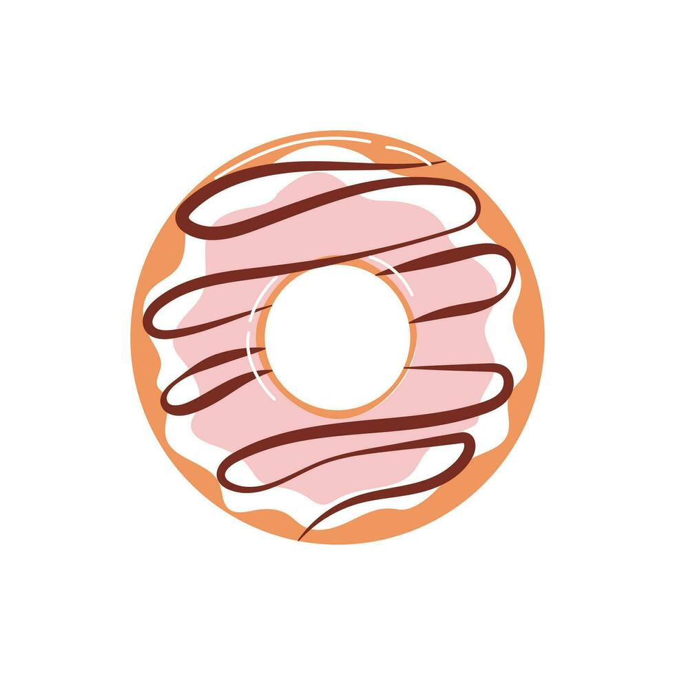 Chocolate donut isolated on white background. vector