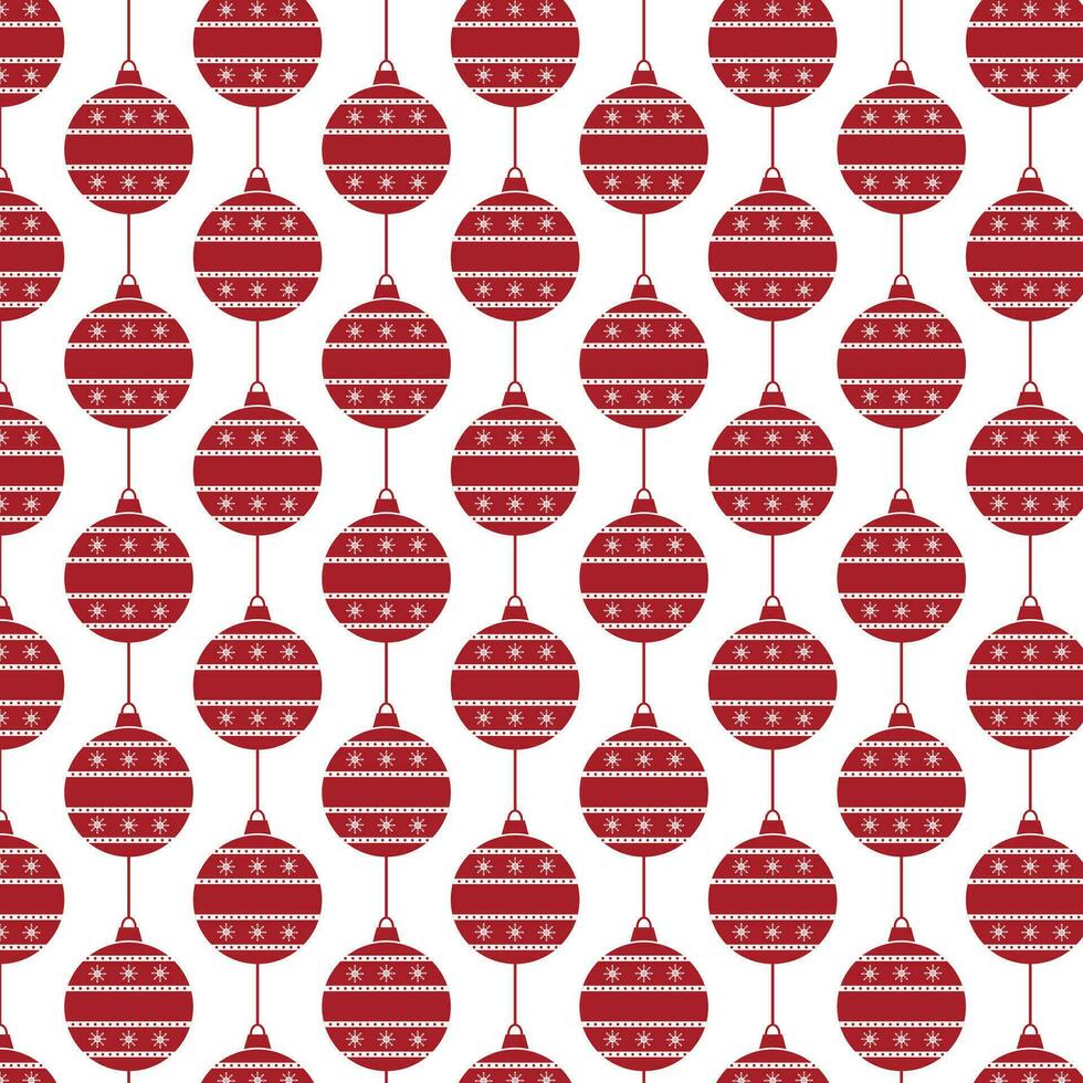 Christmas, New Year seamless pattern in red and white colors with New Year's balls. vector