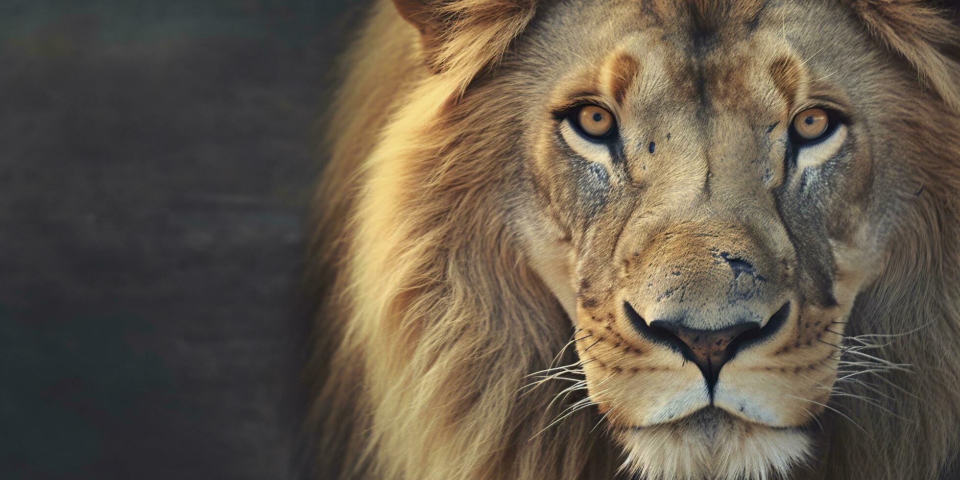 Close up of an African lion. Generative AI photo
