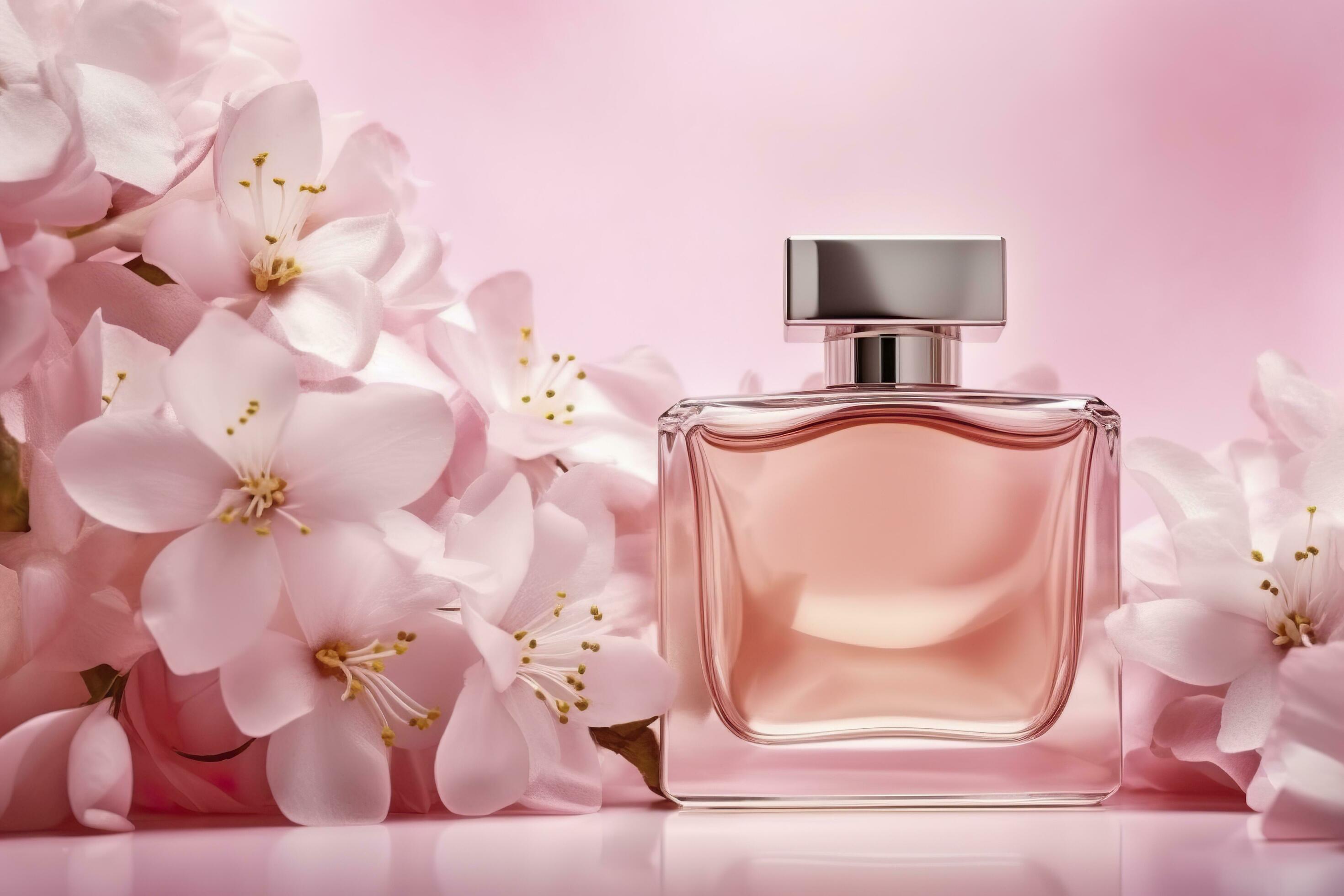 Summer Vanilla Perfume Background Photo with Copy Space. Bright