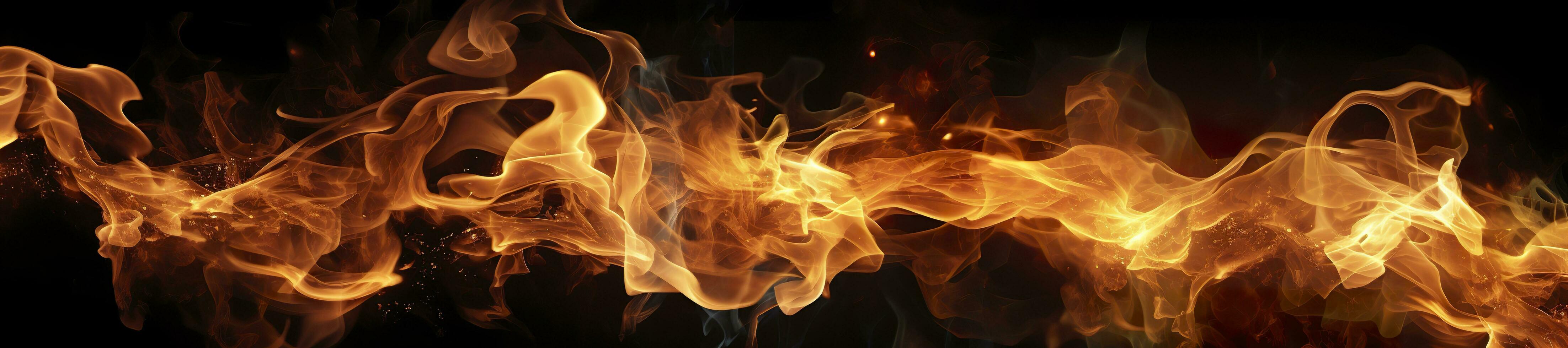 Fire flames on black background. AI Generative photo