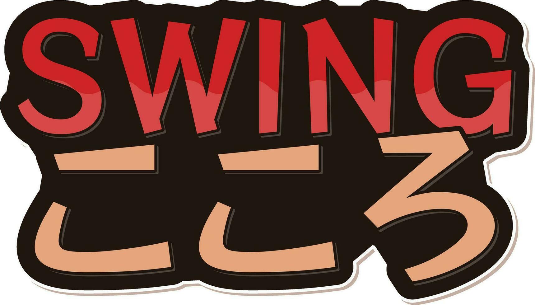Swing kokoro - Swing with Heart Lettering Vector Design