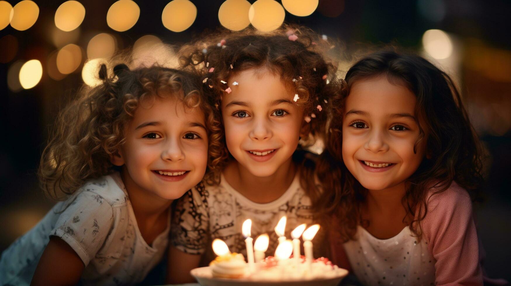 Childs birthday photo with friends
