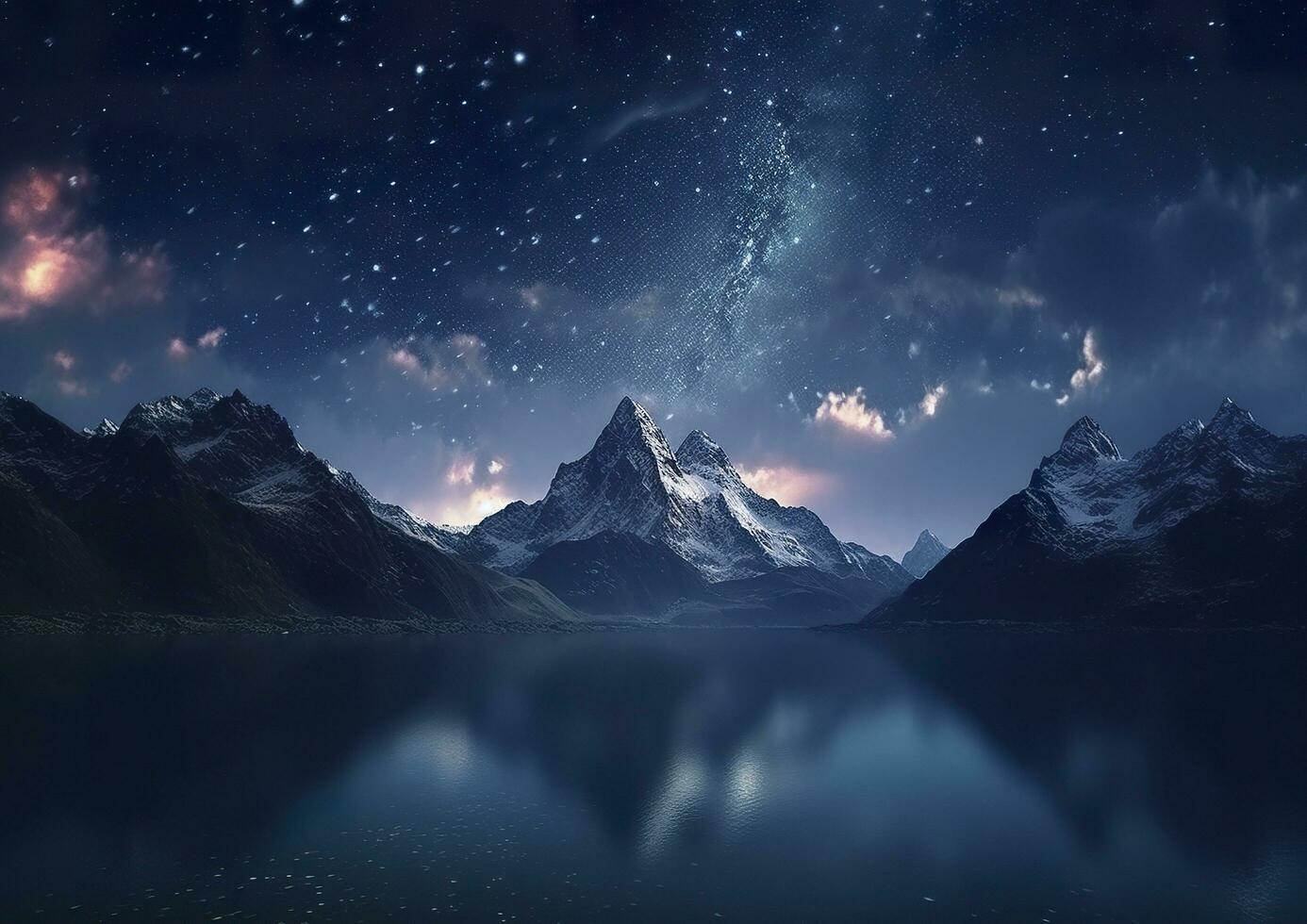 The milky rising in the night sky over the mountains, landscapes, AI Generative photo
