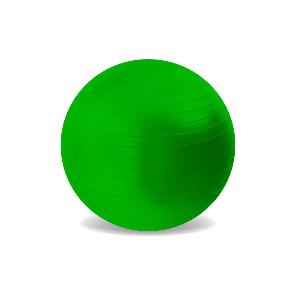 realista detallado 3d verde pilates pelota fitball vector