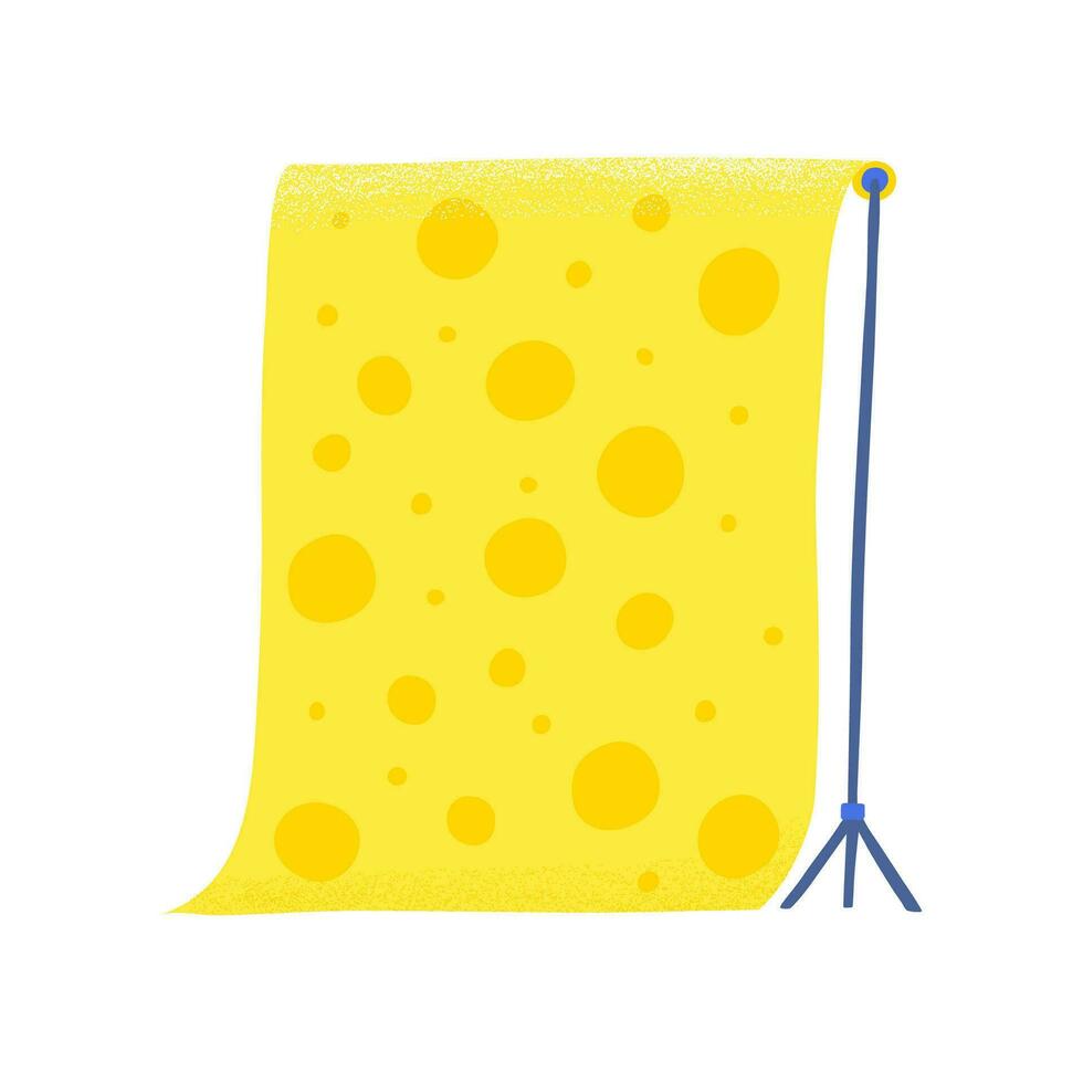 Cartoon Color Photo Studio Stand with Empty Template Yellow Paper Background . Vector