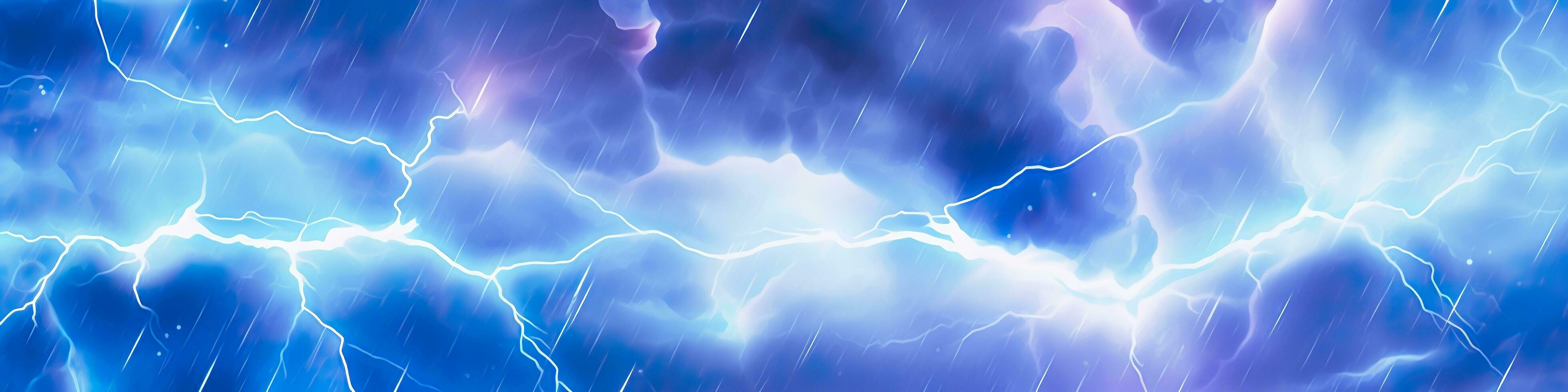 Anime horizontal blue lightning background. Anime cartoon light colors. Generative AI photo
