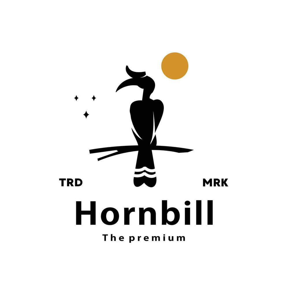 vintage retro hipster hornbill logo vector silhouette art icon