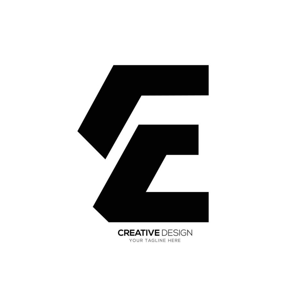 Letter Ec or Ce modern sign design with creative unique shape monogram logo vector