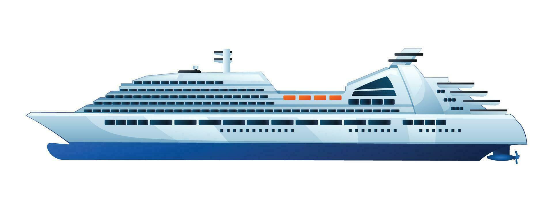 Sea cruise ship vector cartoon illustration isolated on white background