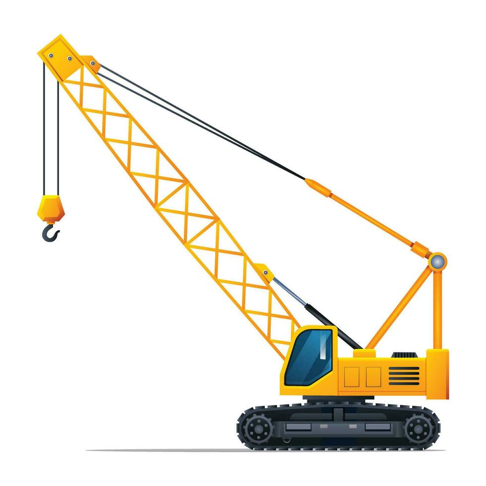 Lifting crane vector illustration. Heavy machinery construction vehicle isolated on white background