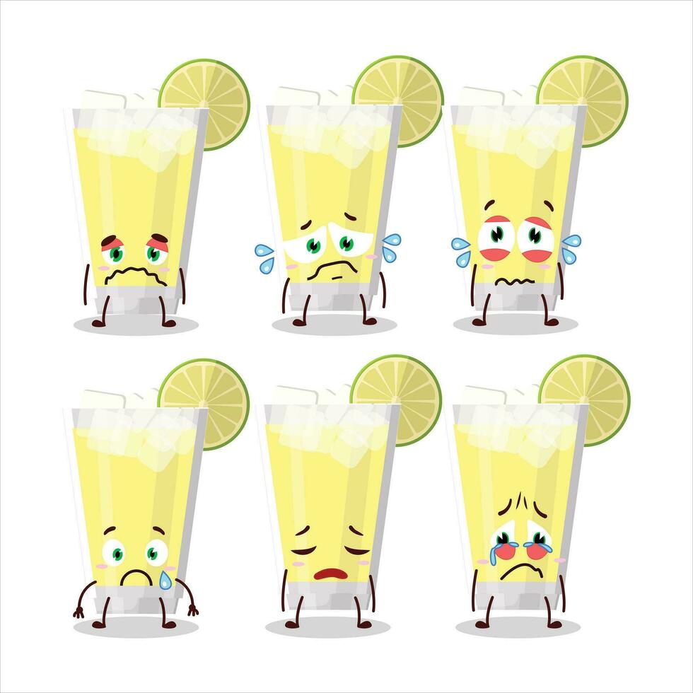 limonada dibujos animados en personaje con triste expresión vector