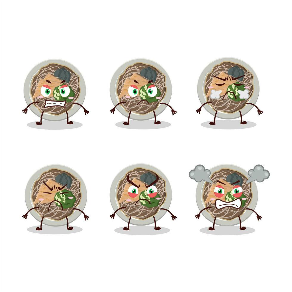Tachigui soba cartoon character with various angry expressions vector