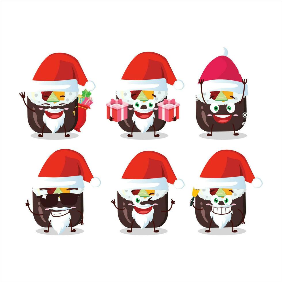 Papa Noel claus emoticones con futomaki dibujos animados personaje vector