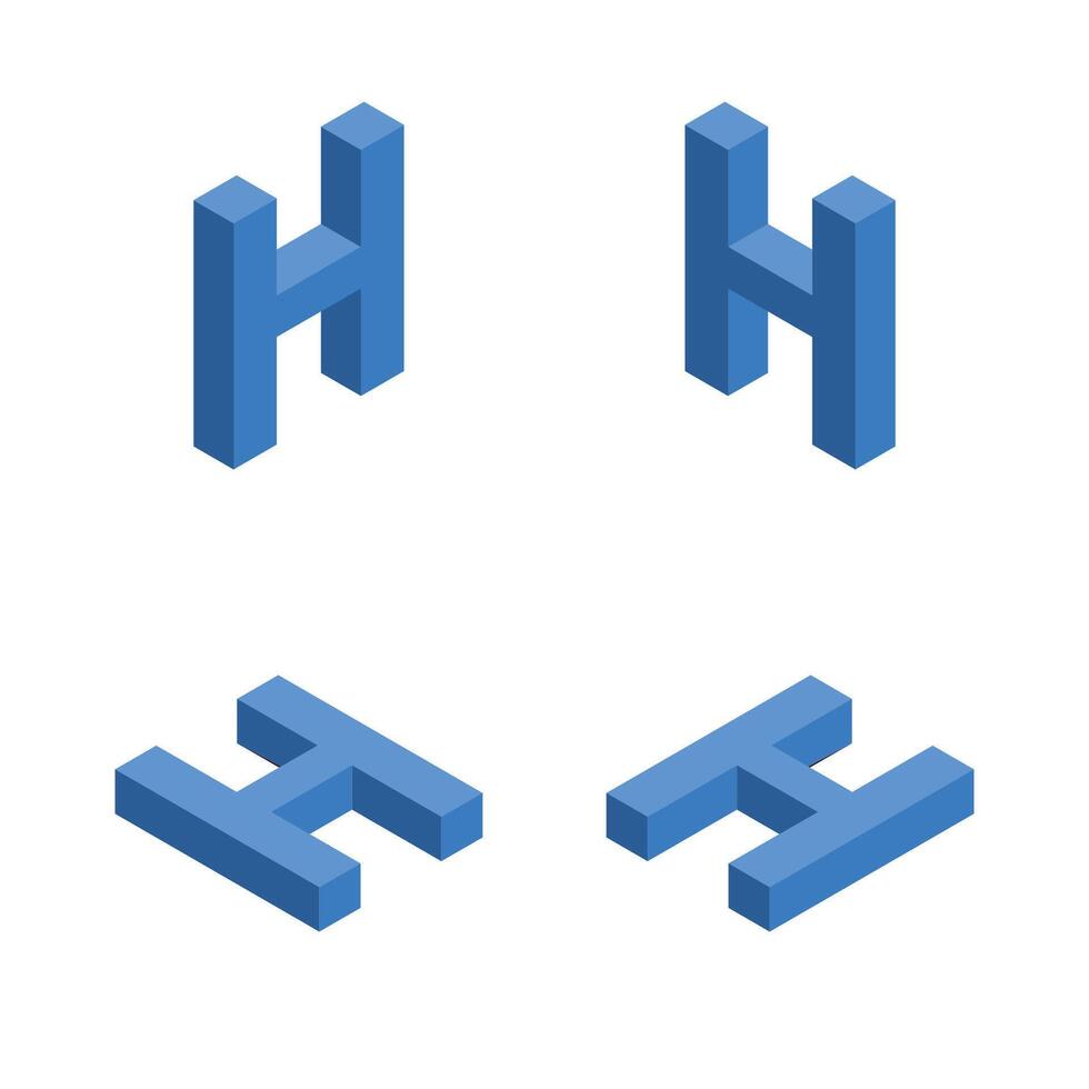 Isometric letter H. Template for creating logos. vector