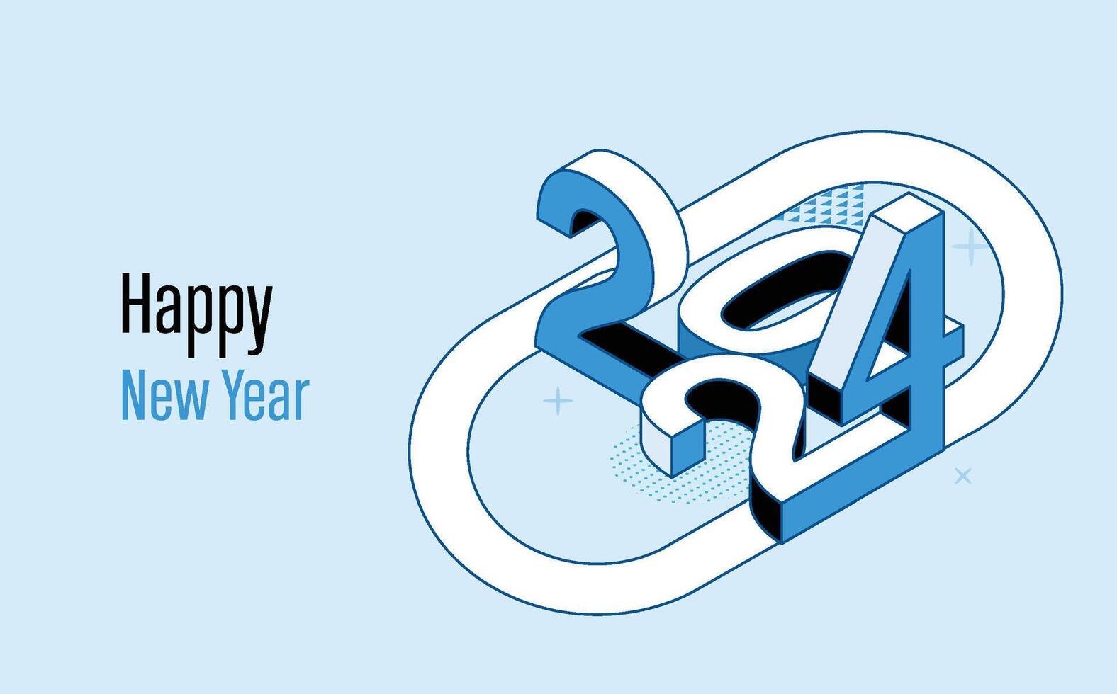 Happy new year 2024 celebration concept for greeting card, banner and post template. Isometric vector