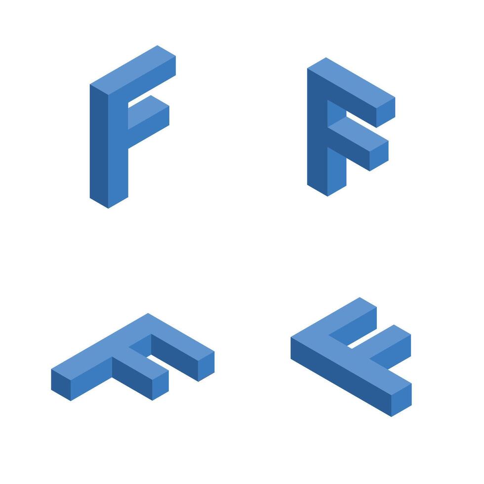 Isometric letter F. Template for creating logos. vector