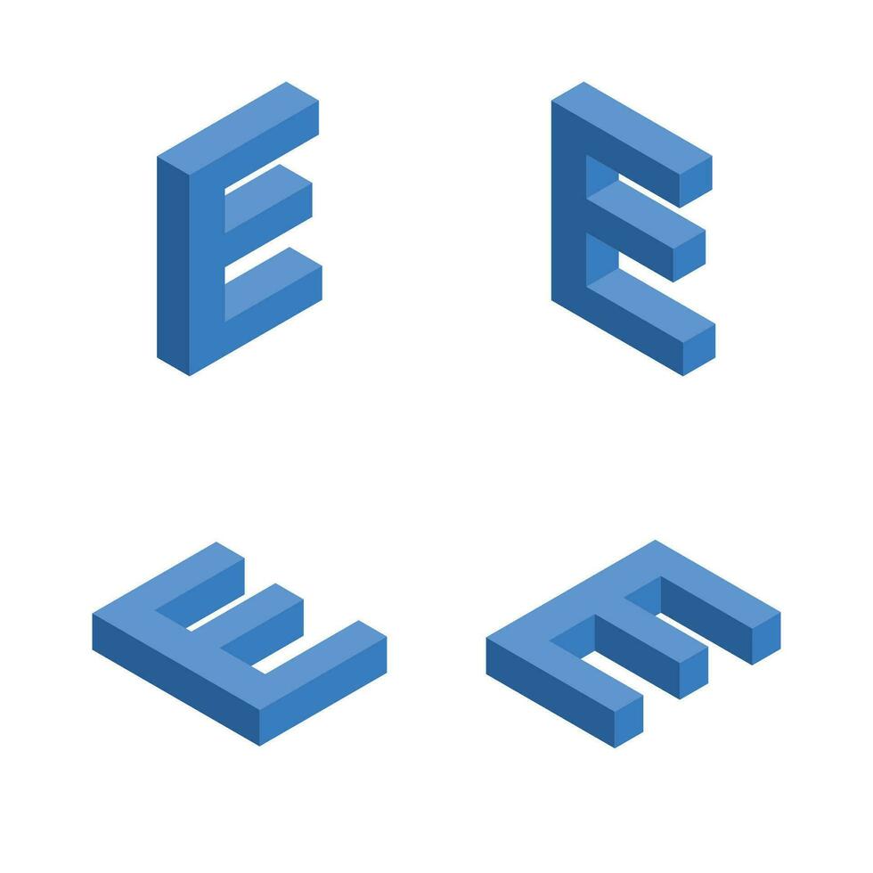 Isometric letter E. Template for creating logos. vector