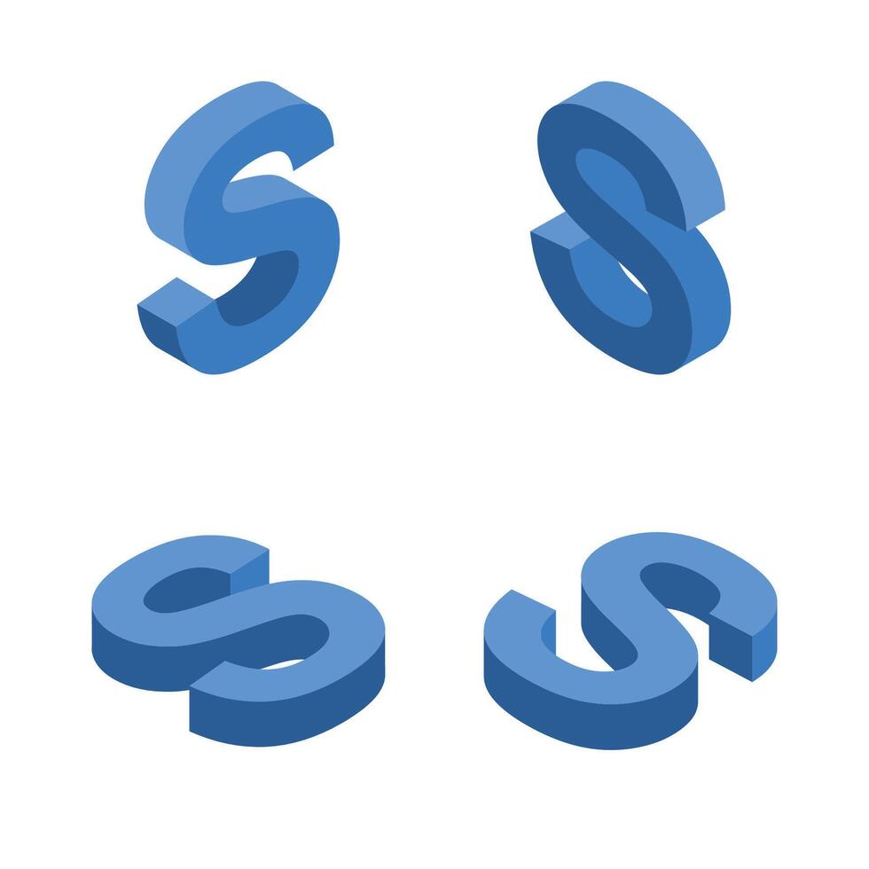 Isometric letter S. Template for creating logos. vector