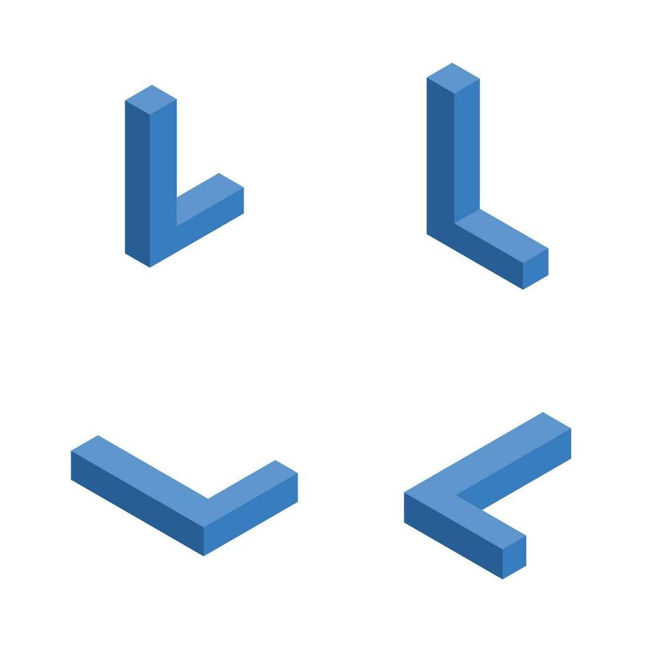 Isometric letter L. Template for creating logos. vector