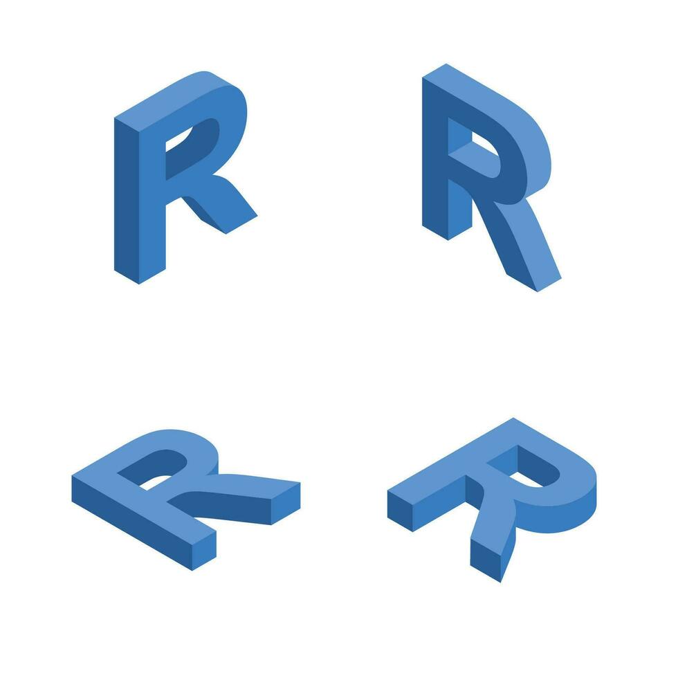 Isometric letter R. Template for creating logos. vector