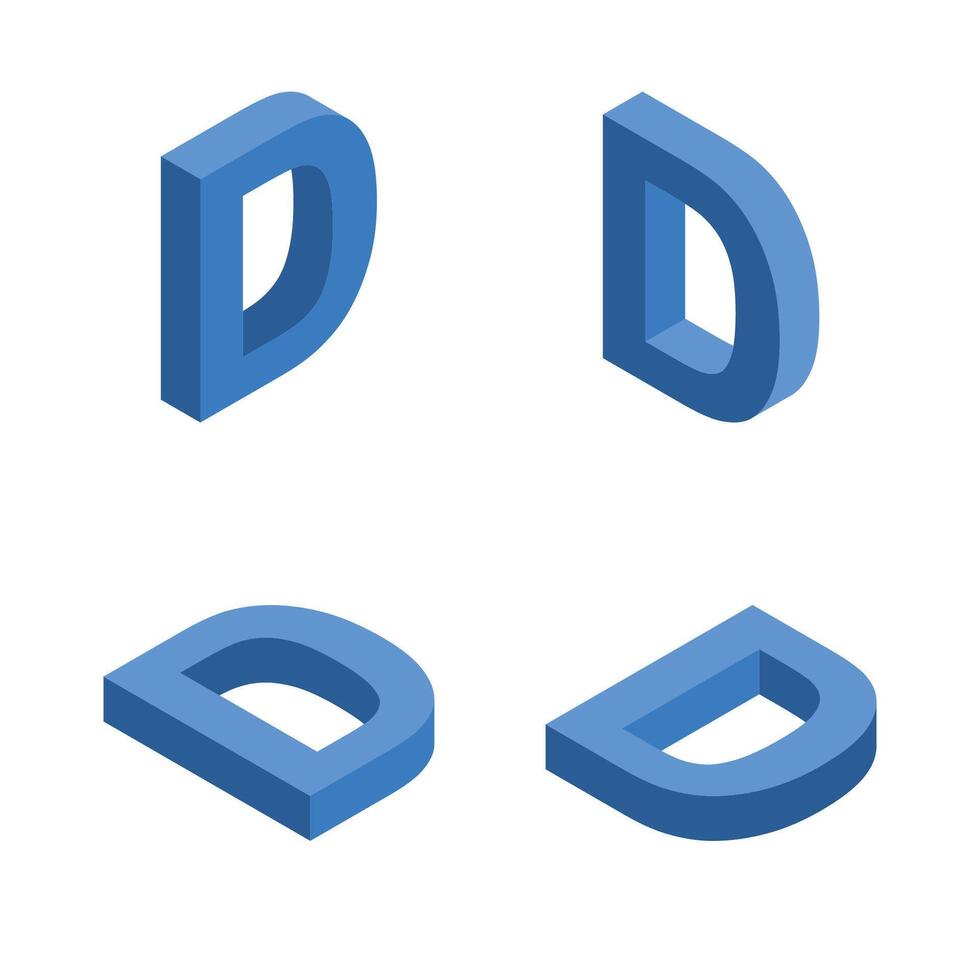 Isometric letter D. Template for creating logos. vector