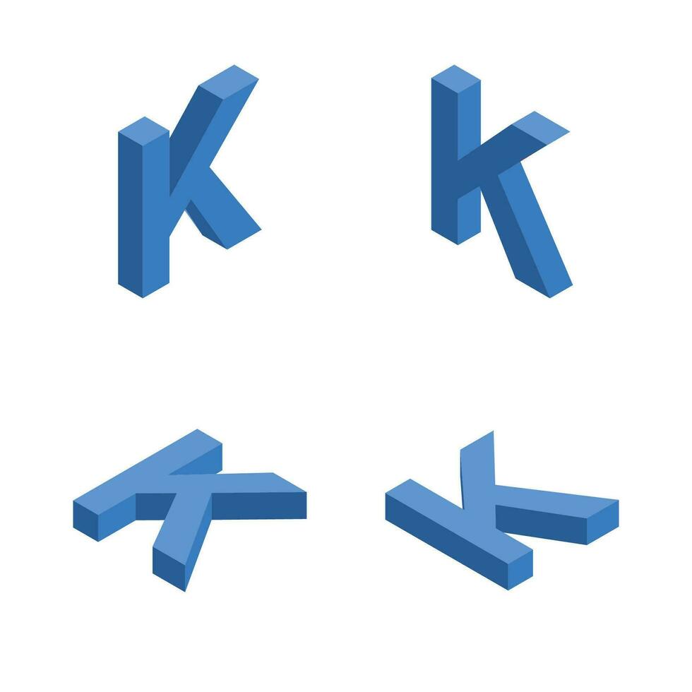 Isometric letter K. Template for creating logos. vector