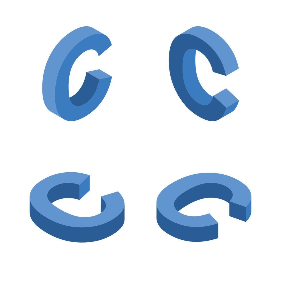 Isometric letter C. Template for creating logos. vector