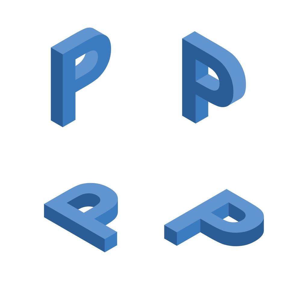 Isometric letter P. Template for creating logos. vector