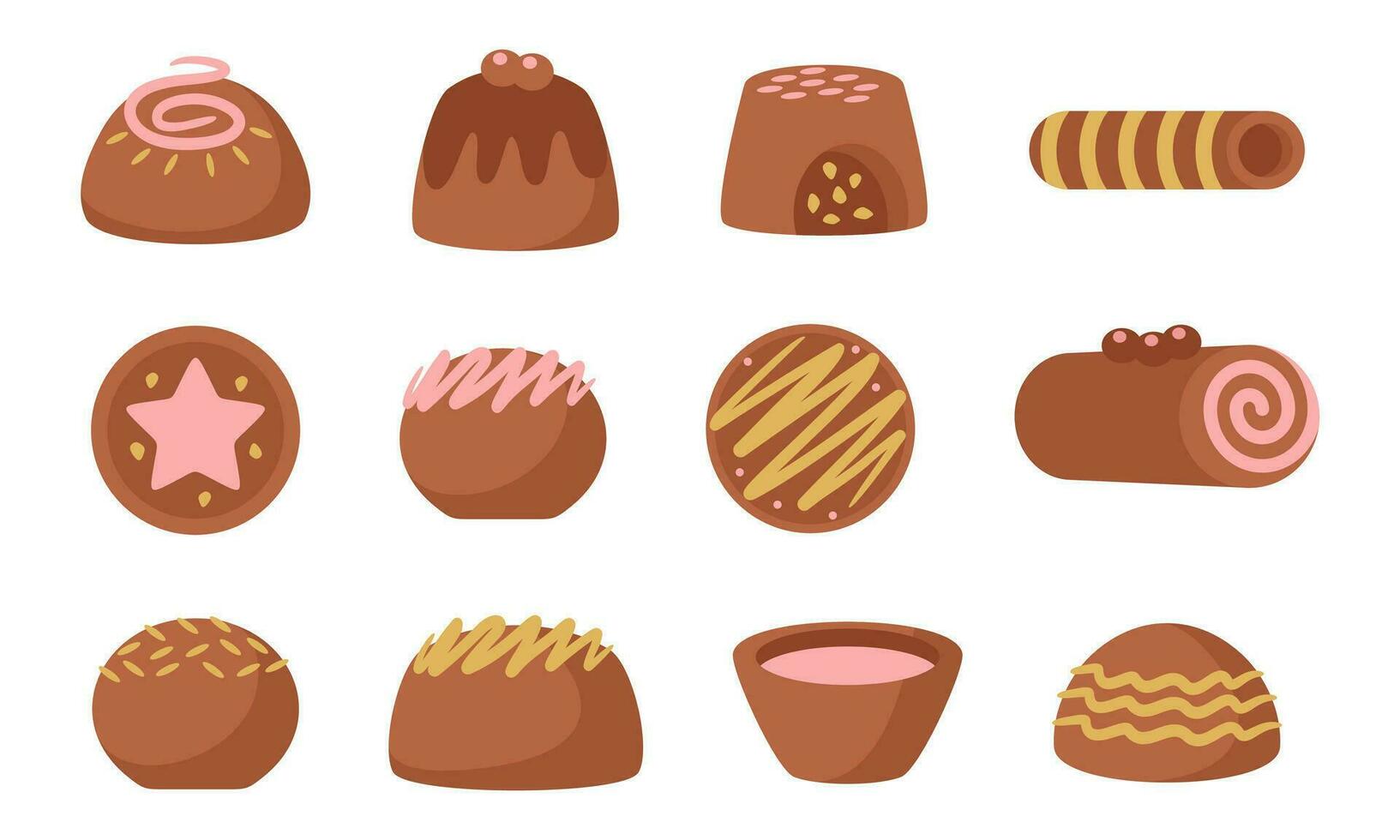 Chocolate Cake Illustration Element Set vector
