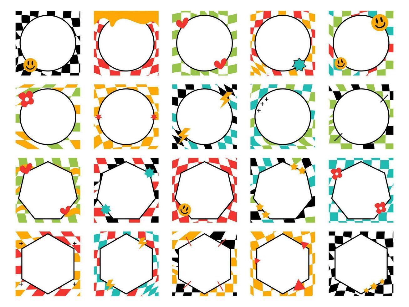 Checkerboard Frame Illustration Element Set vector