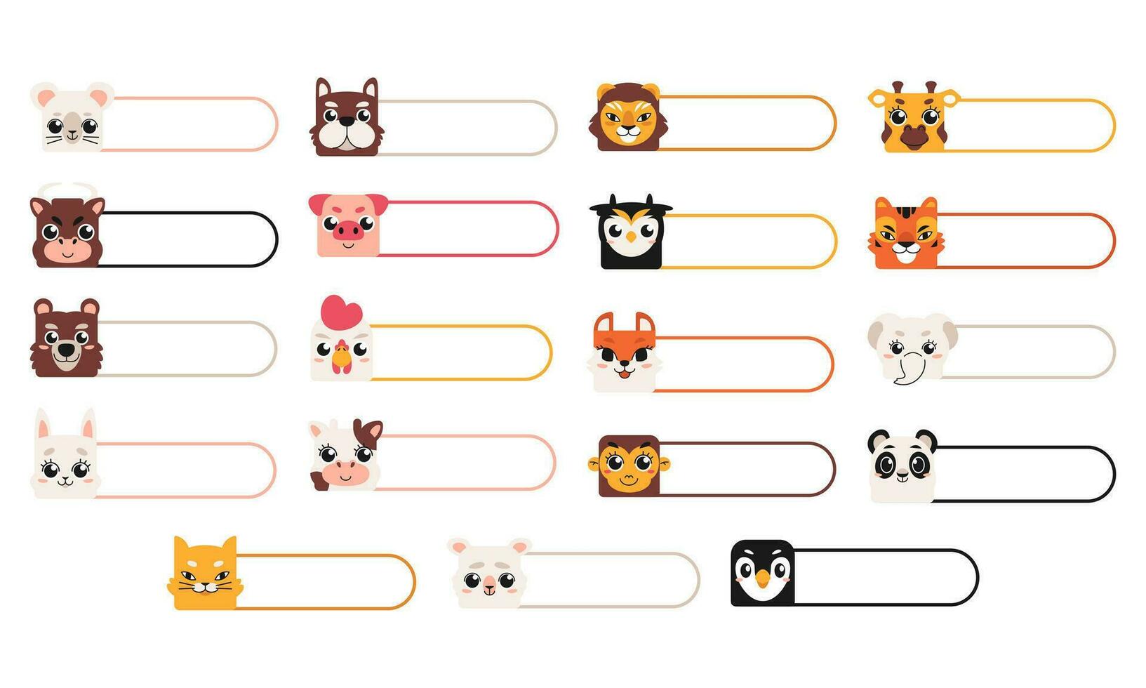 Cute Animal Nametag Element Set vector