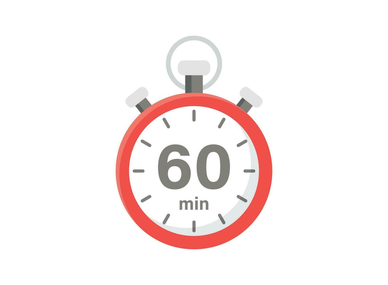 60 60 minutos en cron grafo icono en plano estilo. reloj cara