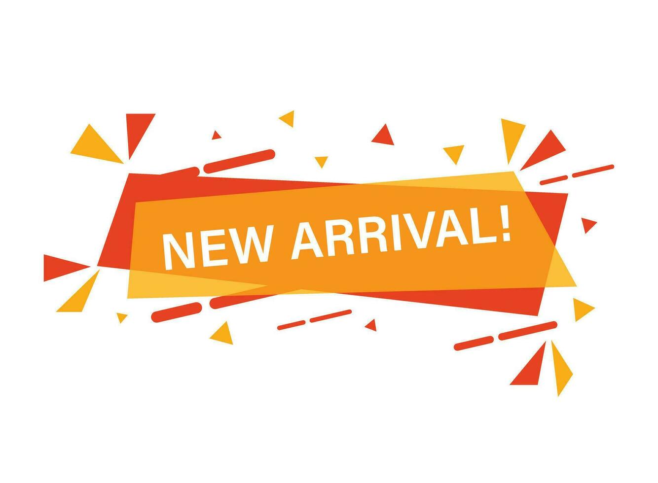 New arrival banner icon in flat style. Arrivals shop vector illustration on isolated background. Fresh product sign business concept.