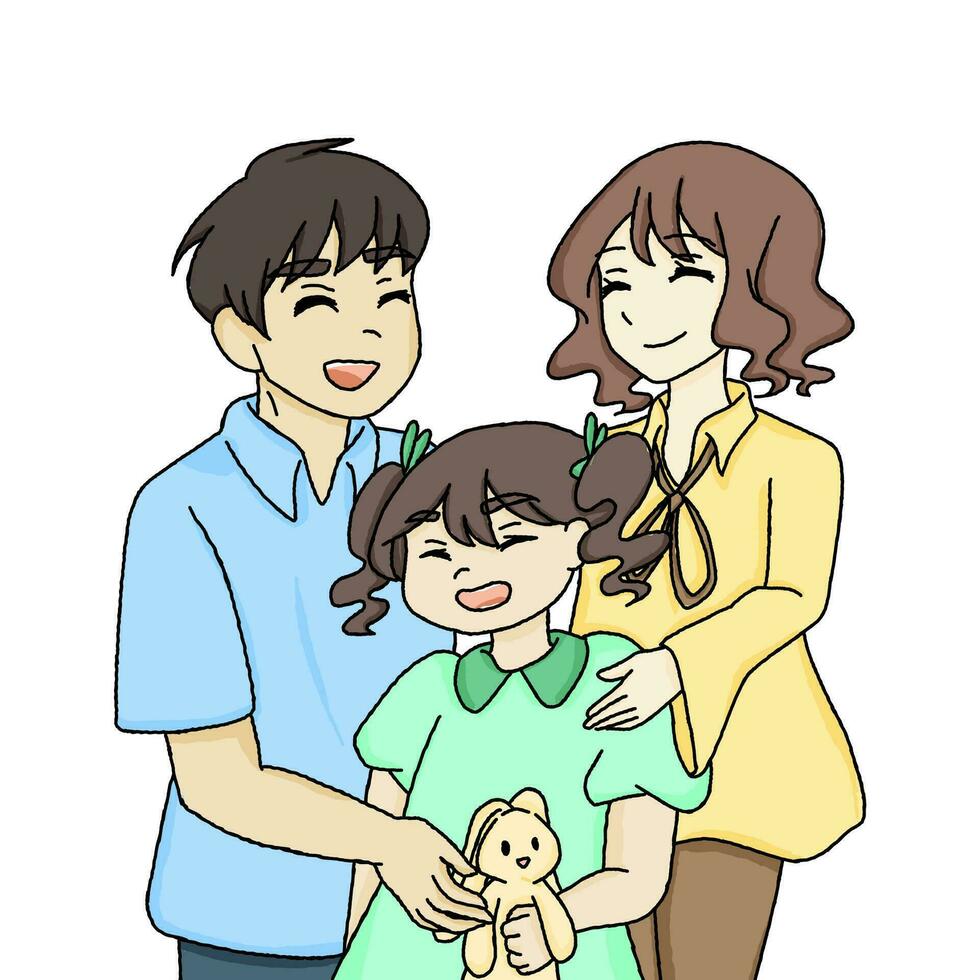 mano dibujado familia retrato ilustración vector