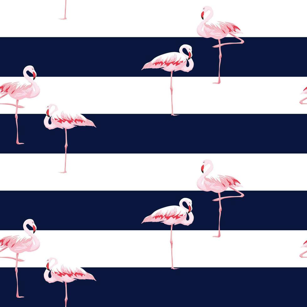 flamingo on stripe fabric pattern design vector