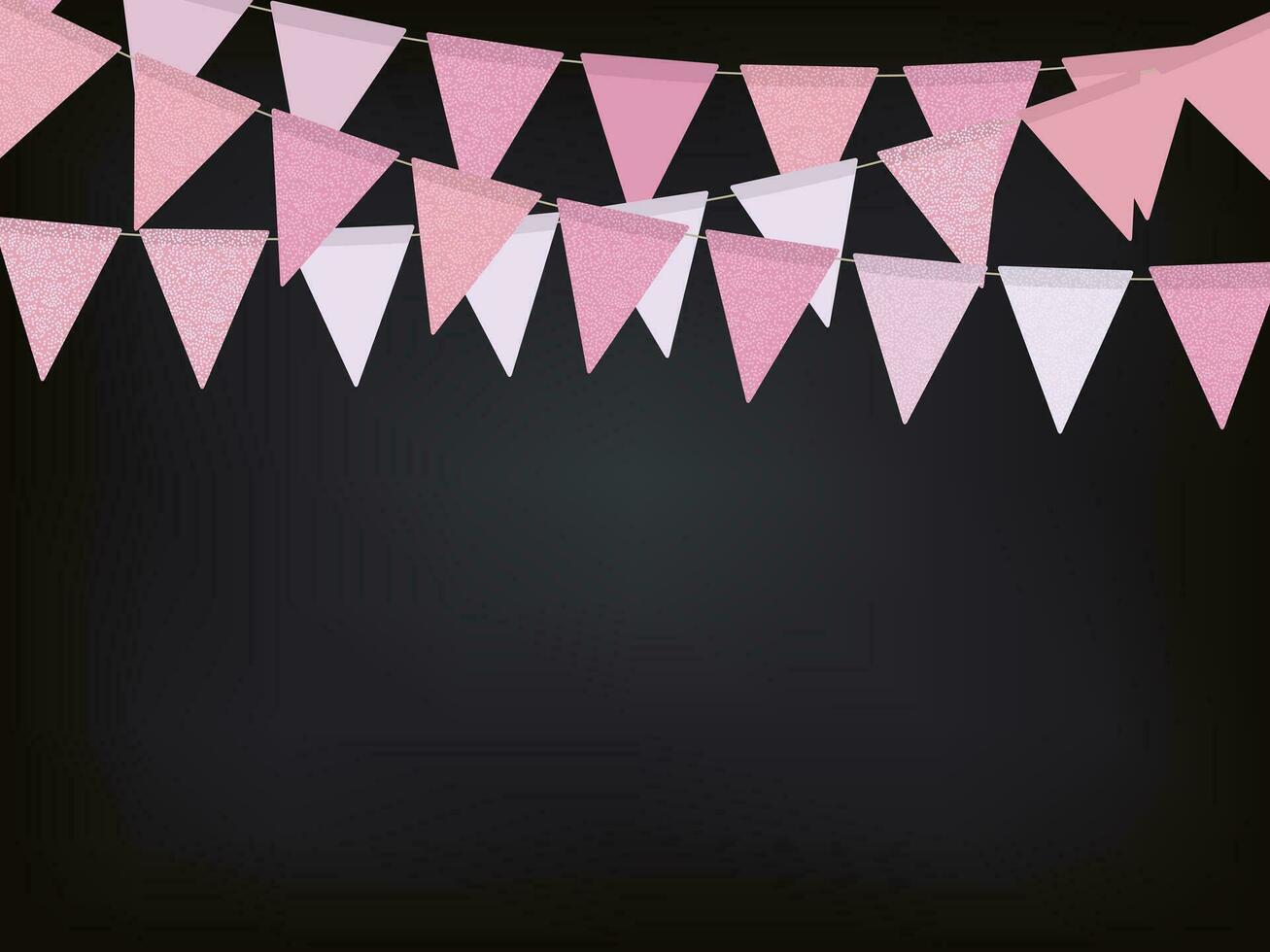 Background with pink flag garlands for Valentines day vector