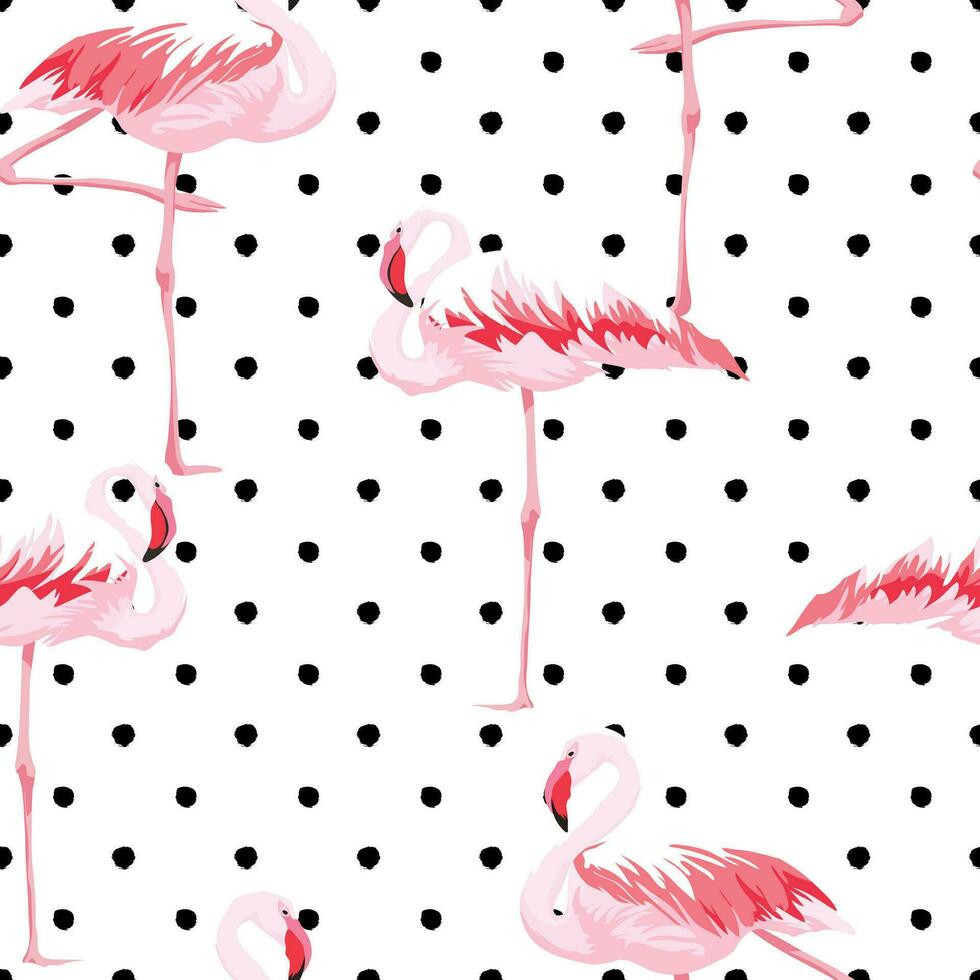 Pink flamingo seamless pattern vector