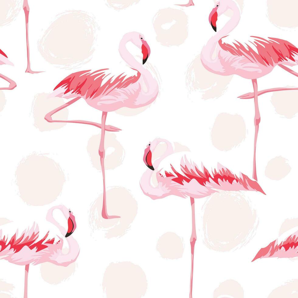 Pink flamingo seamless pattern vector