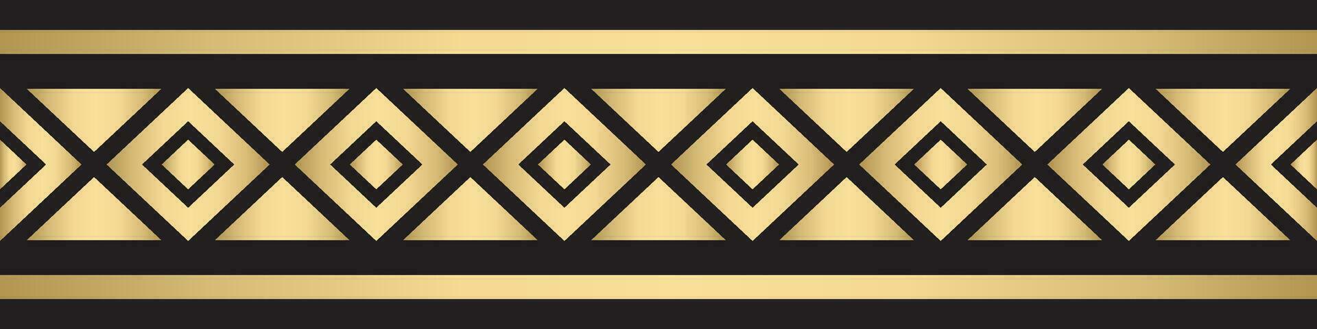 golden seamless geometric pattern Aztec ethnic tribe. vector