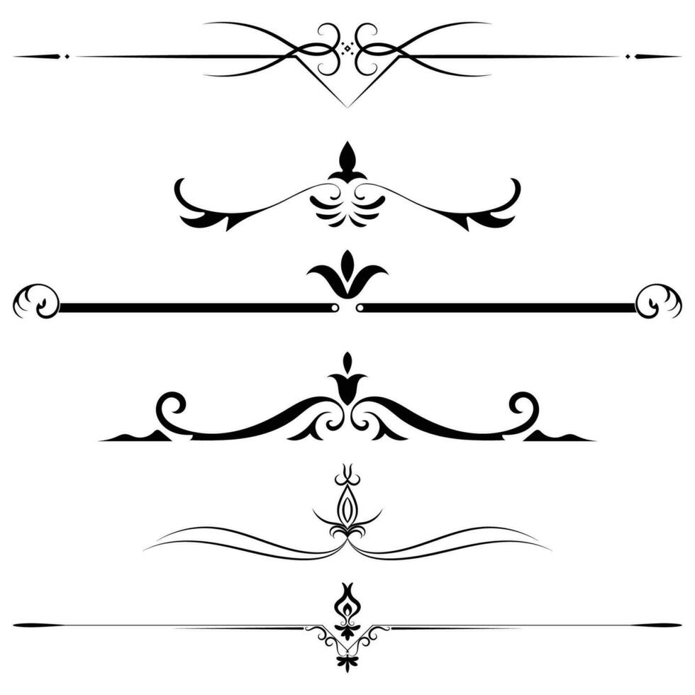 Set of black and white vintage borders. Vintage lines. Decorative elements. Border flower collection vector