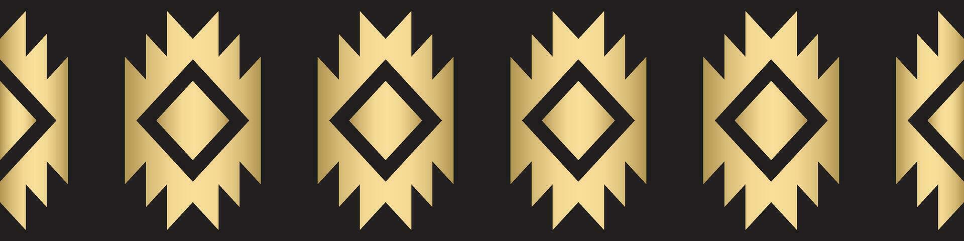 golden seamless geometric pattern Aztec ethnic tribe. vector