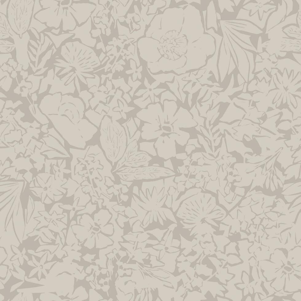 Vector all over flower botanical illustration seamless repeat pattern