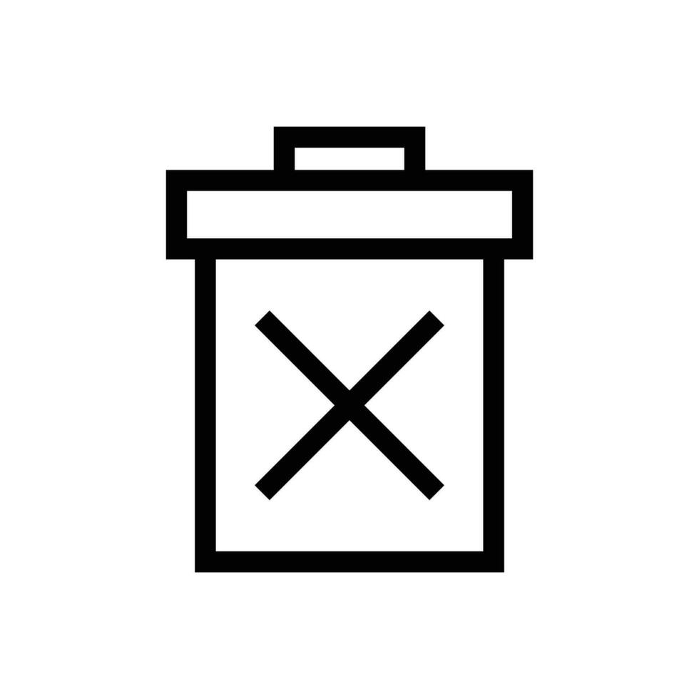 Delete button, remove icon in line style design isolated on white background. Editable stroke. vector