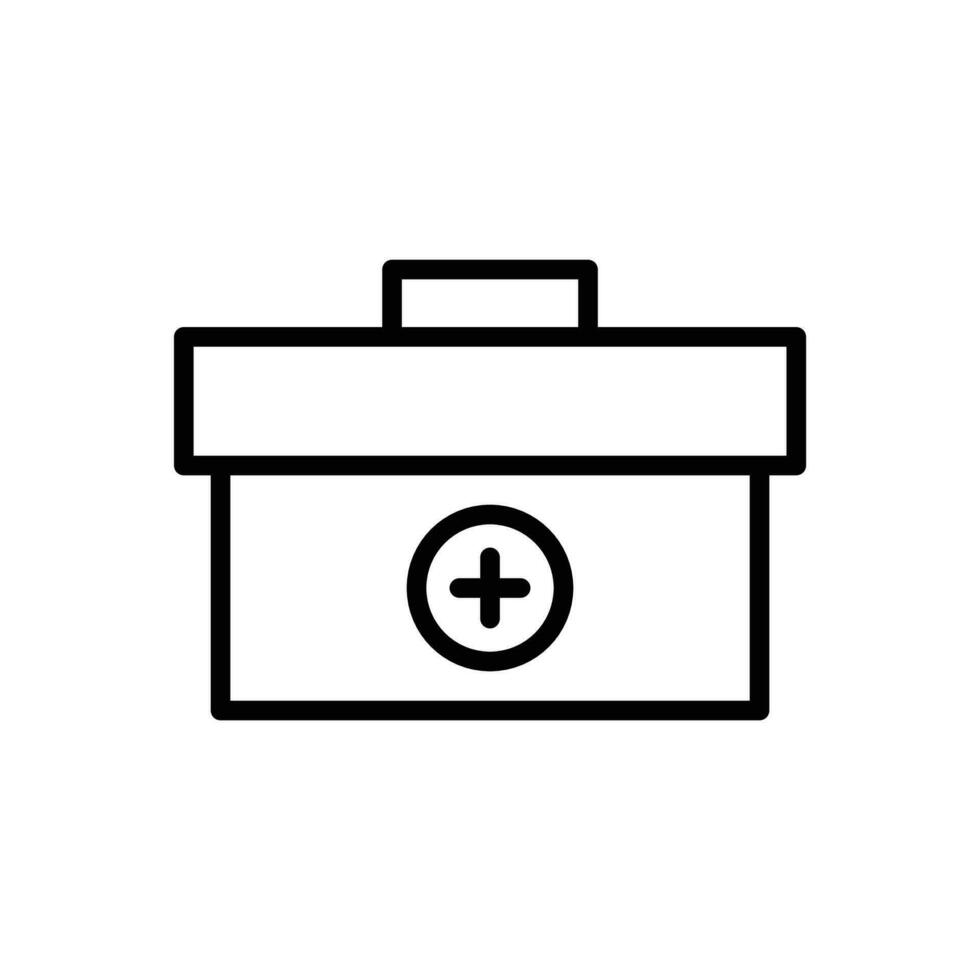 Medical kit, first aid kit icon in line style design isolated on white background. Editable stroke. vector